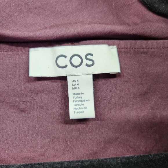 COS Roll Neck Tunic Top Size 4 Quarter Sleeve Minimalist Blouse Long Back Hem - Picture 6 of 16